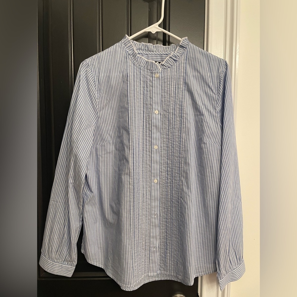 J Crew button down with ruffle collar